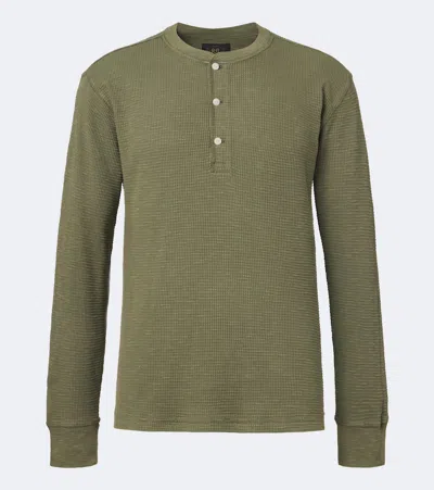 Rrl Waffle-knit Cotton Henley Shirt In Green