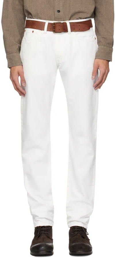 Rrl White Slim-fit Jeans In Whitestone Wash