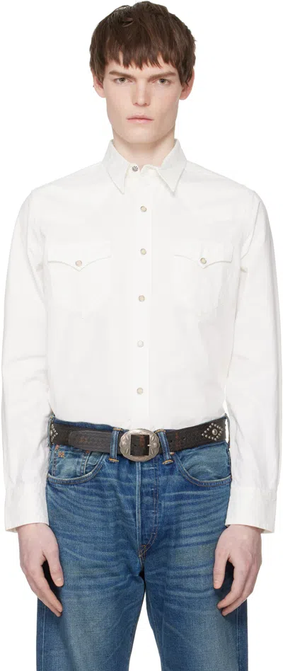 Rrl White Slim Fit Poplin Western Shirt