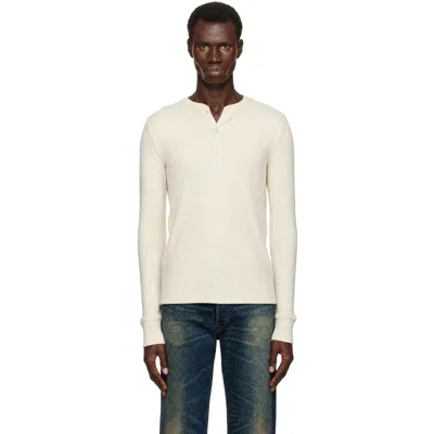 Rrl White Waffle-knit Henley In Paper White