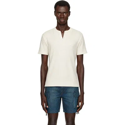 Rrl White Waffle-knit Short Sleeve Henley In Paper White