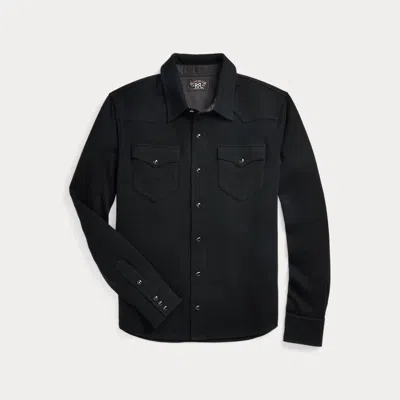 Rrl Wool-cashmere Western Shirt Jumper In Black