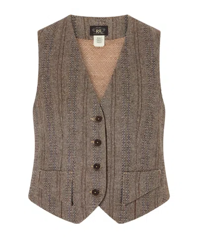 Rrl Wool-cotton Blended Vest. In Brown