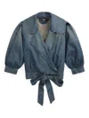 Rrl Wrap-tie Denim Jacket In Blue