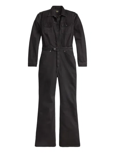 Rrl Zipped Denim Jumpsuit In Black
