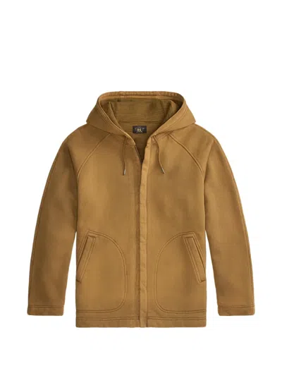 Rrl Zip-up Drawstring Hooded Jacket In Gold
