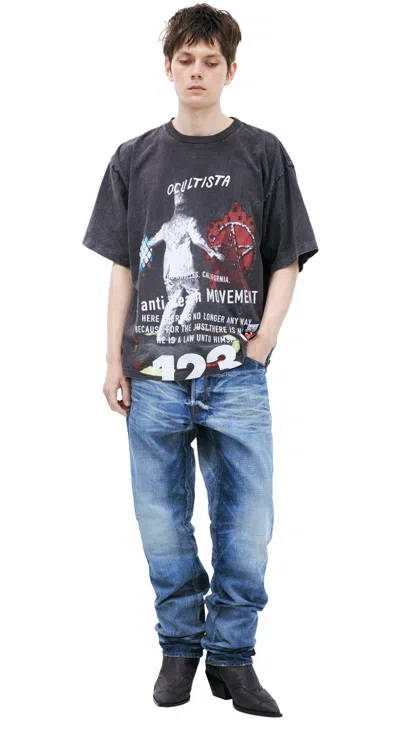 Rrr123 Black Print T-shirt In Gray