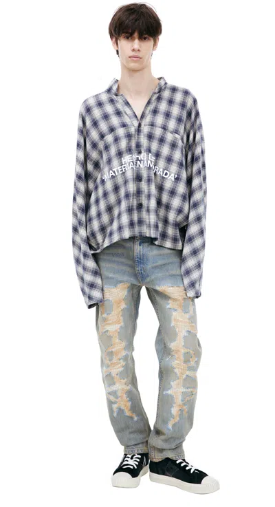 Rrr123 Checkered Print Shirt In Blue