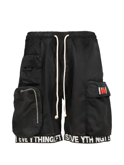 Rrr123 Left Out Cargo Shorts In Black