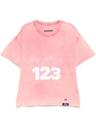 Rrr123 Logo-print Embroidered Cotton-jersey T-shirt In Pink