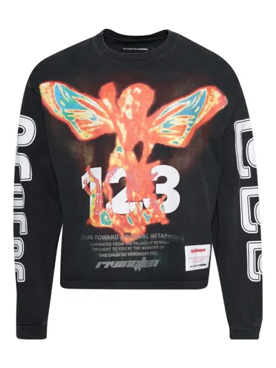 Rrr123 Long-sleeve Graphic T-shirt In Black
