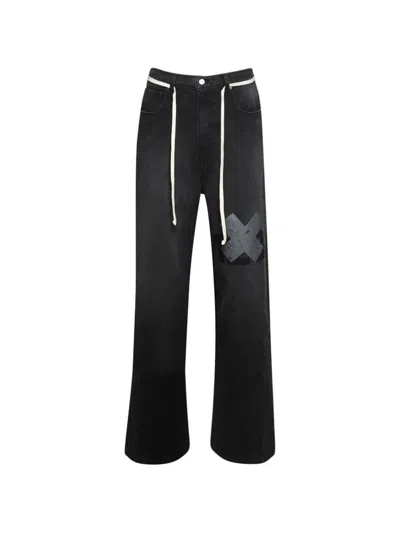 Rrr123 New Rose Graphic Denim Jeans In Black