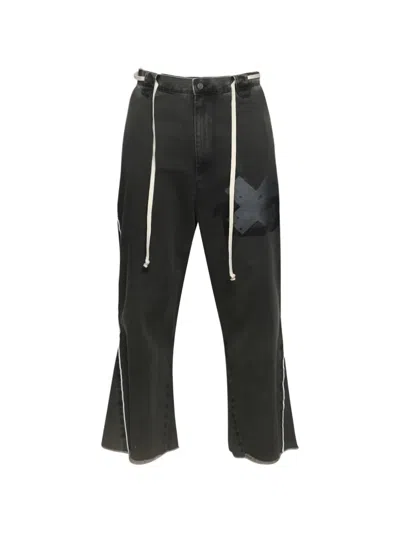 Rrr123 Pastoral Straight Leg Trousers In Black