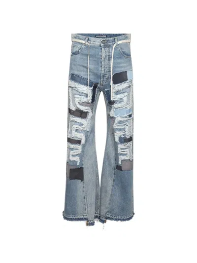 Rrr123 Patchwork Distressed Jeans In Blue