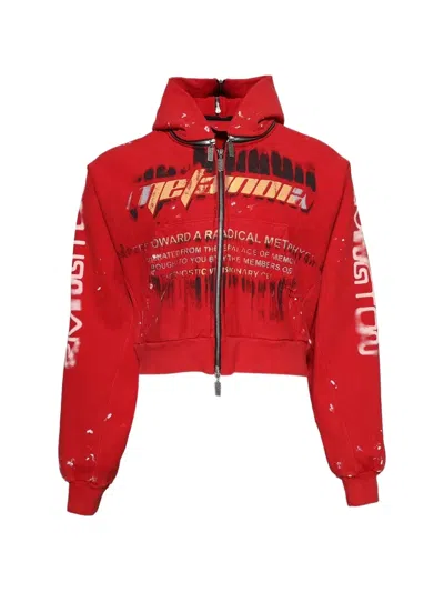 Rrr123 Radical Rose Zip-up Hooded Jacket In Red