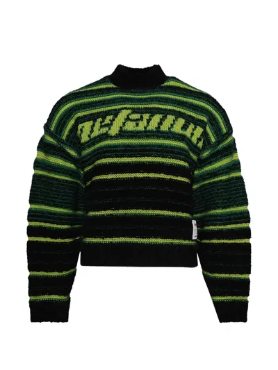 Rrr123 Striped Roll-neck Sweater In Black