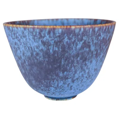 Pre-owned Rörstrand A Blue & Brown Vintage Stoneware Bowl - Gunnar Nylund -  Sweden 1950s