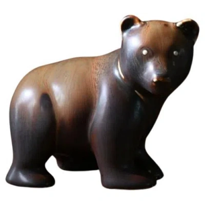 Pre-owned Rörstrand Bear Figurine In Ceramic By Gunnar Nylund In Black