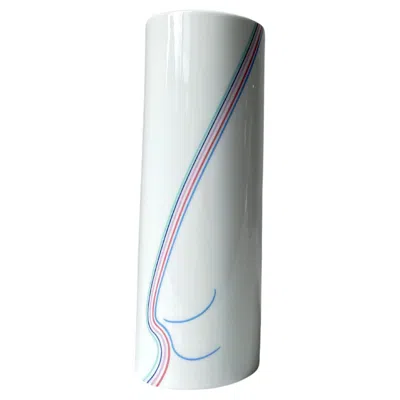 Pre-owned Rörstrand Bertil Vallien For  Rainbow Porcelain Cylinder Vase, 1980s In Transparent