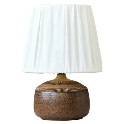 Pre-owned Rörstrand Brown Mid-century Stoneware Table Lamp By Klase Höganäs, Sweden, 1960s.