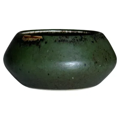 Pre-owned Rörstrand Carl Harry Stålhane For  Atelje Mottled Green Ceramic Bowl/ Low Vase