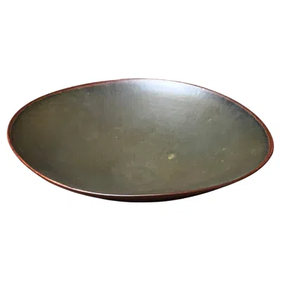 Pre-owned Rörstrand Carl-harry Stålhane, Swedish Green Glaze 1950's Plate / Bowl On Foot, Unique