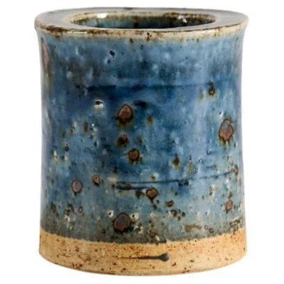 Pre-owned Rörstrand Cylindrical Ceramic Vase In Blue, Marianne Westman For Rorstrand, Sweden, 1960s In Transparent