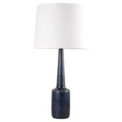 Pre-owned Rörstrand Danish Modern Palshus Very Tall Midnight Blue Table Lamp With Shade, 1960s