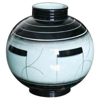 Pre-owned Rörstrand Green And Black  Vase, Sweden, 1960
