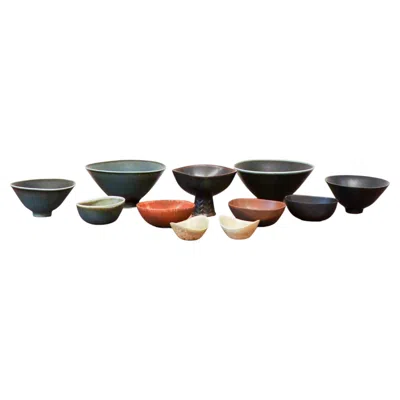 Pre-owned Rörstrand Group Of 11 Bowls Ceramics By Carl-harry Stålhane  - Midcentury Modern In Black