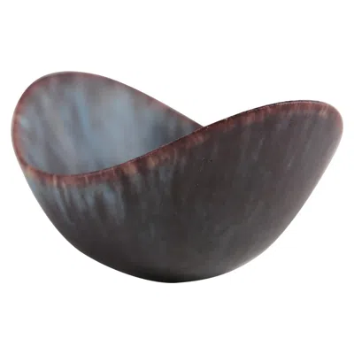 Pre-owned Rörstrand Gunnar Nylund Aro Stoneware Bowl With Hares Fur Glaze Rorstrand, Sweden, 1960s In Gray