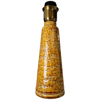 Pre-owned Rörstrand Gunnar Nylund Chamotte Table Lamp, Brass & Stoneware, 1960s In Brown