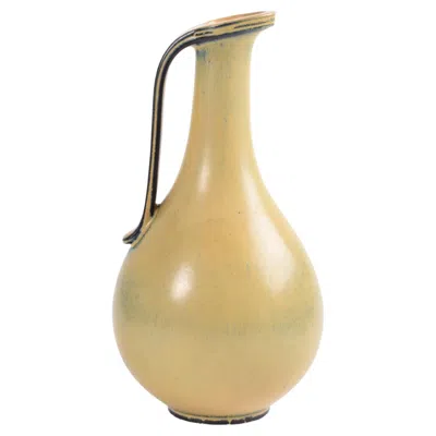 Pre-owned Rörstrand Gunnar Nylund For  Handled Vase Yellow Glaze, Scandinavian Mid-century