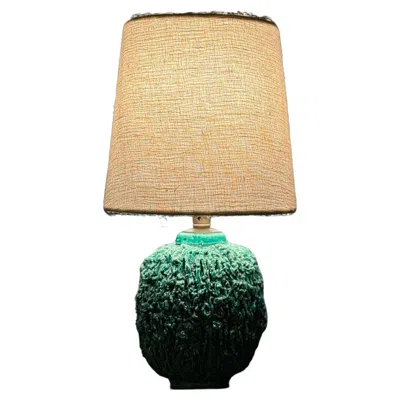 Pre-owned Rörstrand Gunnar Nylund Green Chamotte Stoneware Table Lamp. , 1950s.