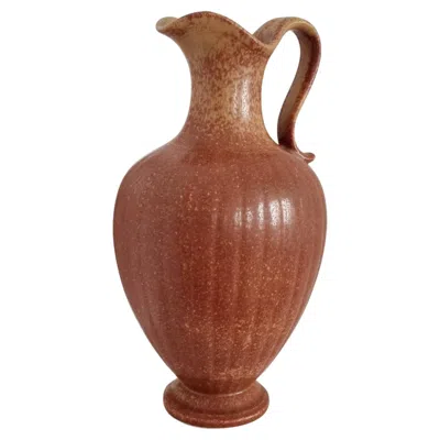 Pre-owned Rörstrand Gunnar Nylund, Large Decorative Ceramic Vase / Carafe, Scandinavian Modern In Brown