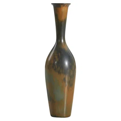 Pre-owned Rörstrand Gunnar Nylund, Vase, Blue And Brown-glazed Stoneware, Rörstand, Sweden, 1950s