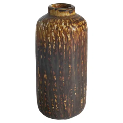 Pre-owned Rörstrand Gunnar Nylund, Vase, Brown And Yellow-glazed Stoneware, , Sweden, 1950s