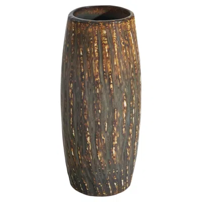 Pre-owned Rörstrand Gunnar Nylund, Vase, Brown And Yellow-glazed Stoneware, , Sweden, 1950s