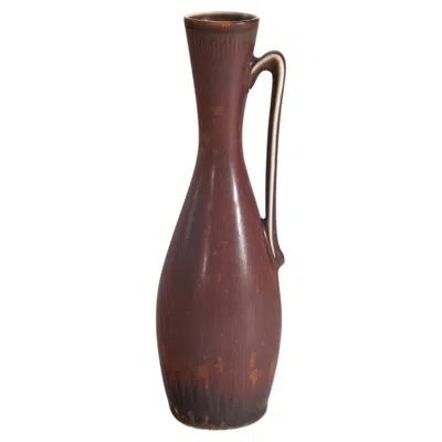 Pre-owned Rörstrand Gunnar Nylund, Vase, Model "nsz", Red-glazed Stoneware, , Sweden, 1950s In Brown