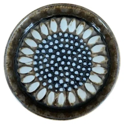 Pre-owned Rörstrand Handmade Sunflower Plate By Sylvia Leuchovius For  Atelier, Sweden 1971 In Black