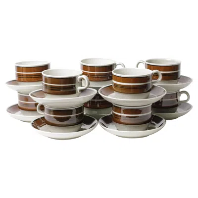 Pre-owned Rörstrand Isolde -  - Cup And Saucer (x10) In Gray