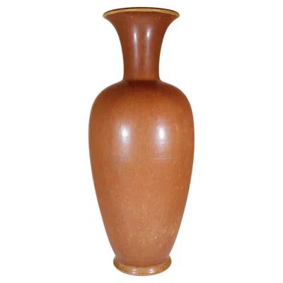 Pre-owned Rörstrand Large Stoneware Vase, Brown, Gunnar Nylund, , Scandinavian Modern In Orange