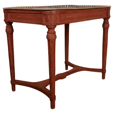 Pre-owned Rörstrand Late 18th Century Gustavian Faience Table With Red Stand
