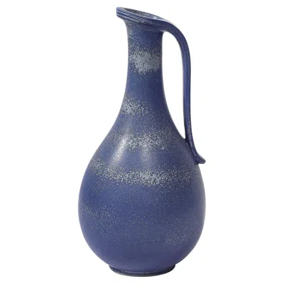 Pre-owned Rörstrand Mid-century Cobalt Blue Glazed Ceramic Pitcher By Gunnar Nylund For