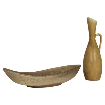 Pre-owned Rörstrand Midcentury Moder Bowl And Vase  Carl Harry Stålhane, Sweden, 1950s In Brown