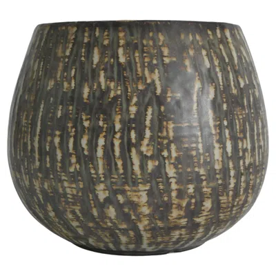 Pre-owned Rörstrand Mid-century Modern Brown Stoneware Birka Rubus Vase By Gunnar Nylund,
