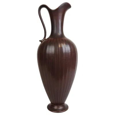 Pre-owned Rörstrand Midcentury Modern Ceramic Large Vase  Gunnar Nylund, Sweden In Black