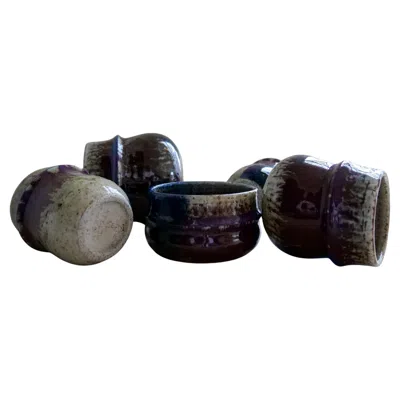 Pre-owned Rörstrand Mid-century Modern Set Of 5 Stoneware Pieces  Sylvia Leuchovius, 1970s In Black