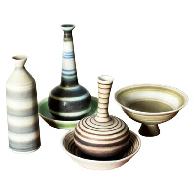 Pre-owned Rörstrand Miniature Stoneware Vases By Gunnar Nylund For , Sweden, 1950s In Sand