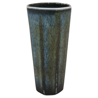Pre-owned Rörstrand Octagonal Blue Ceramic Vase, Carl-harry Stålhane, , Mid Century Vintage